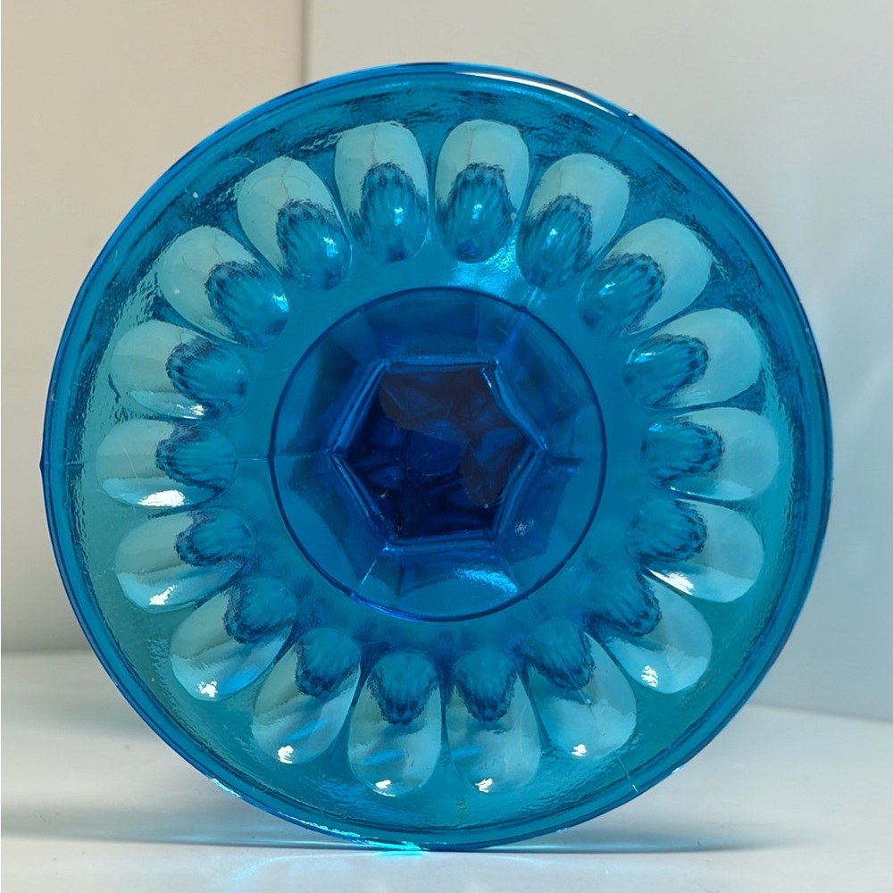 Fenton Colonial Blue Thumbprint Large Goblet Vintage Pristine Condition - Picture 5 of 8